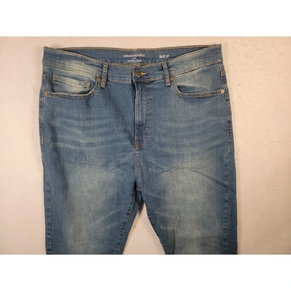 Banana Republic Travel Jeans Mens 36x32 Blue Slim Fit Denim Stretch‎